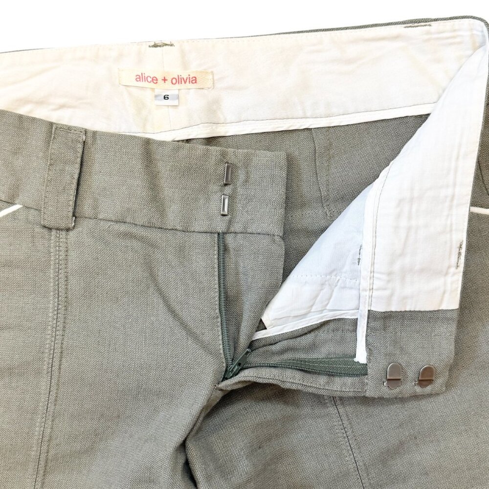 Alice + Olivia Vintage Y2K Linen Blend Boot Cut Mid Rise Pants Women's size 6 - Picture 3 of 7